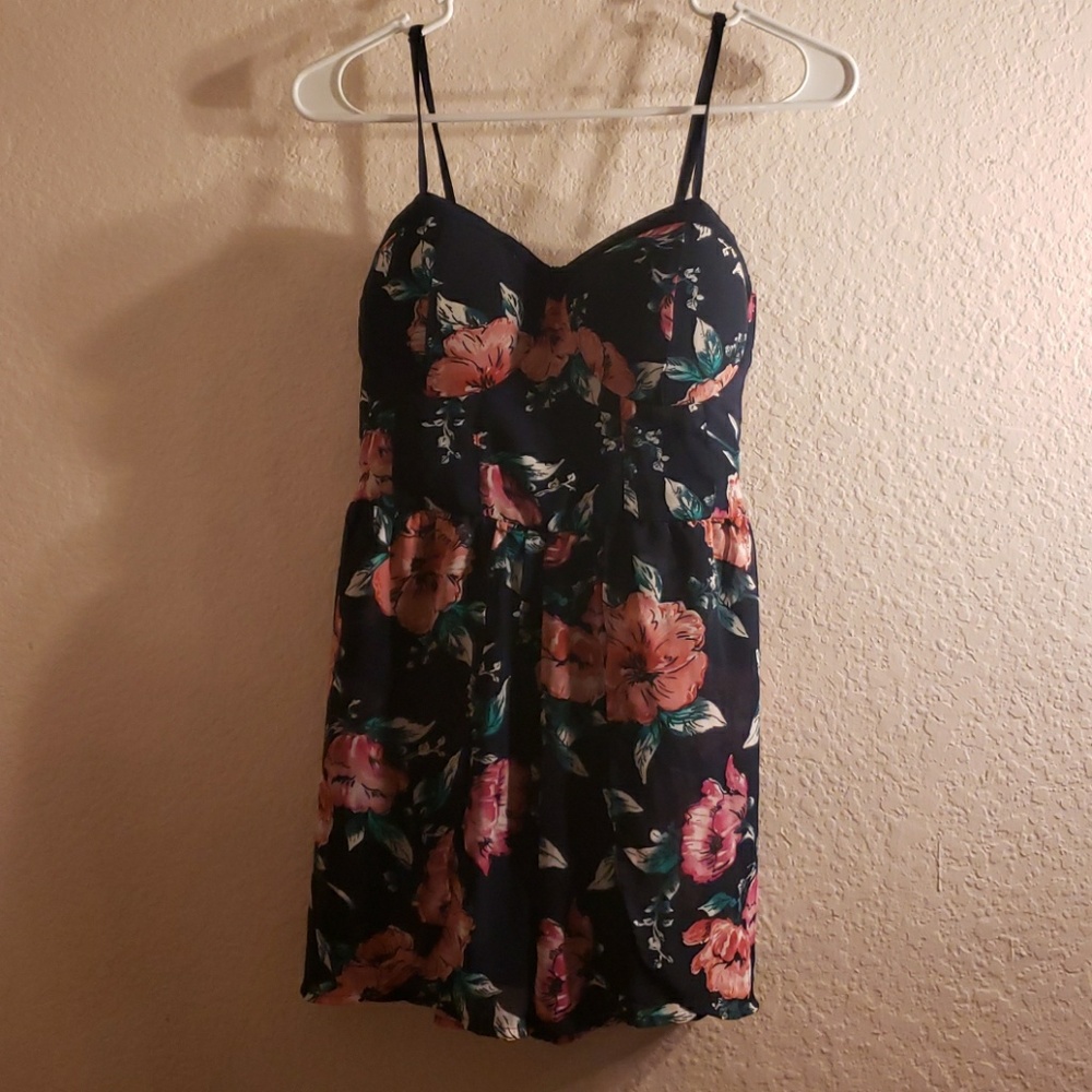 Navy blue floral romper